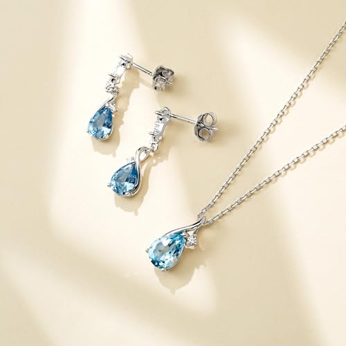 immobird 925 Sterling Silver Infinity Birthstone Jewelry Set Teardrop | Birthstone Necklace and Earring Set, Small Pear-shape Pendant, Drop Earring, Timeless Gift for Her, Daily Wear, Nice Gift Box - color: 11a-Nov.