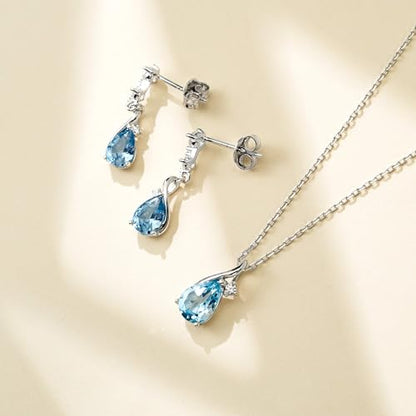 immobird 925 Sterling Silver Infinity Birthstone Jewelry Set Teardrop | Birthstone Necklace and Earring Set, Small Pear-shape Pendant, Drop Earring, Timeless Gift for Her, Daily Wear, Nice Gift Box - color: 11a-Nov.