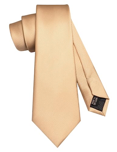 JEMYGINS Solid Color Formal Necktie and Pocket Square Tie Clip Sets for Men - color: Champagne Gold