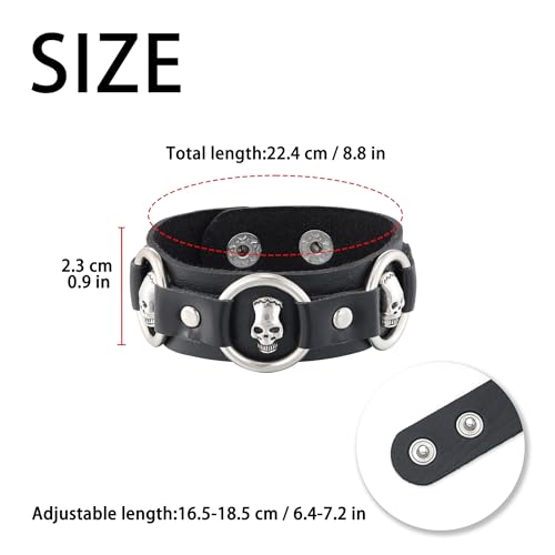 Mens Bracelet Braided Leather Punk Rock Cuff Bracelets Wrap Bracelet for Men Women Black - color: C:3PCS