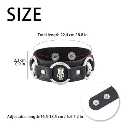 Mens Bracelet Braided Leather Punk Rock Cuff Bracelets Wrap Bracelet for Men Women Black - color: C:3PCS