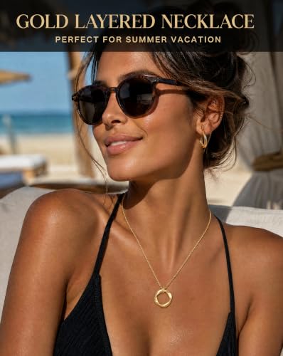 14K Gold Silver Plated Layered Necklaces for Women Trendy | Necklaces for Women Trendy, Stackable Dainty Chain Necklace, Beach Cute Fashion Pendant Choker Necklace, Jewelry Set Gifts - color: 3PCS / Twisted Circle & 2 Chains