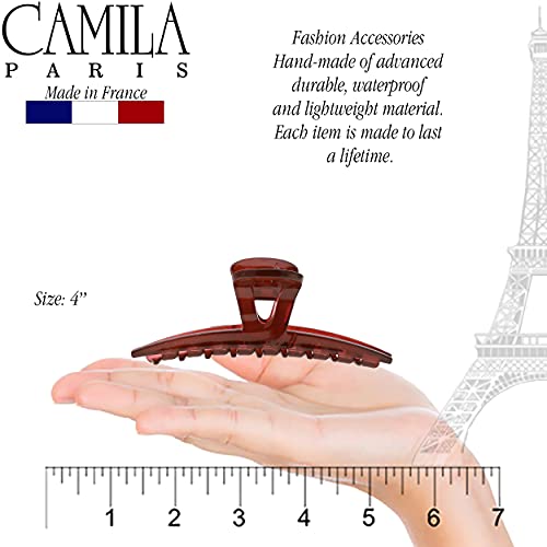 Camila Paris CP3225 French Hair Clip for Women, Narrow, Strong Hold Grip Double Teeth Girls Hair Claw Clips Jaw, Fashion Durable Styling Hair Accessories for Women, Made in France - color: Red 4"