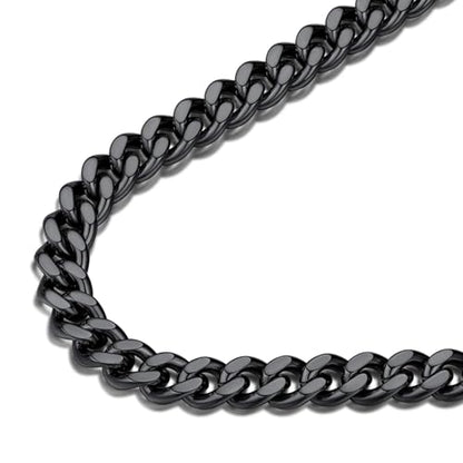 FindChic Men Curb Chain Necklace 18K Gold Plated/Stainless Steel/Black Chunky Double Tight Cuban Link Hip Hop Neck Chains for Men Boys 3.5MM/5MM/6MM/7MM/9MM/12MM 14''-30'' 8 Length Options (Send Gift Box) - color: A.7mm Width-Black, size: 20 inches