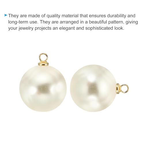 PATIKIL Pearl Charm, 100pcs Pearl Beads Faux Pearl Pendant Charm DIY for Jewelry Making Bracelets Earrings Necklace Crafts - color: Golden Beige, size: 16mm