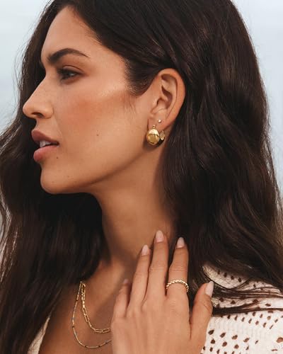 Chunky Gold Hoop Earrings for Women 14k Gold Plated Thick Triple Earrings | Hypoallergenic Trendy Chunky Gold Hoops Earrings,Dainty Jewelry Gifts for Women - style: Gold Teardrop U-Shaped Earring
