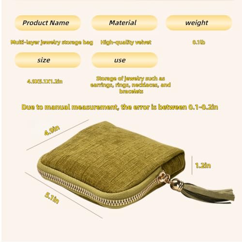 Small Travel Jewelry Pouch Velvet Case with Zipper 6 Compartment | Accessory pouch