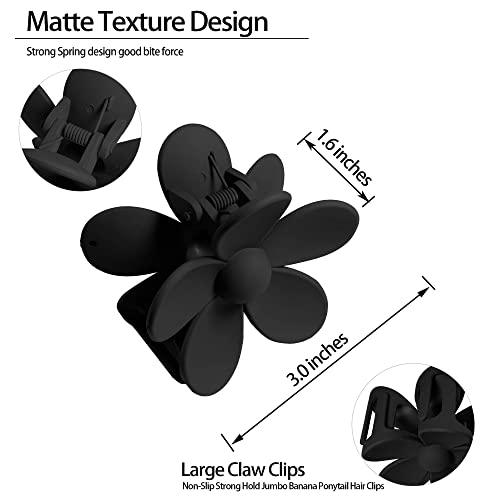 OWIIZI Hair Clip, Large Claw Clips for Thick Hair, Non-Slip Cute Flower Matte Big Hair Clips, Strong Hold Barrette Jumbo Hair Clips for Women, 6 Pieces Set | 2 Styles Hair Accessories,3pcs Matte Cute Flower Claw Clips,3pcs Big Hair Clips,Non-Slip,Strong H