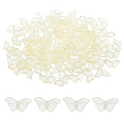 PATIKIL Butterfly Beads, 100Pcs Crystal Butterfly Beads Translucent Czech Glass Beads Spacer Bead for DIY Jewelry Making Bracelets Necklace - color: Yellow