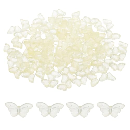 PATIKIL Butterfly Beads, 100Pcs Crystal Butterfly Beads Translucent Czech Glass Beads Spacer Bead for DIY Jewelry Making Bracelets Necklace - color: Yellow