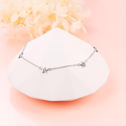 Anklet for Women 925 Sterling Silver Foot Adjustable Ankle Bracelet Jewelry - style: Stars