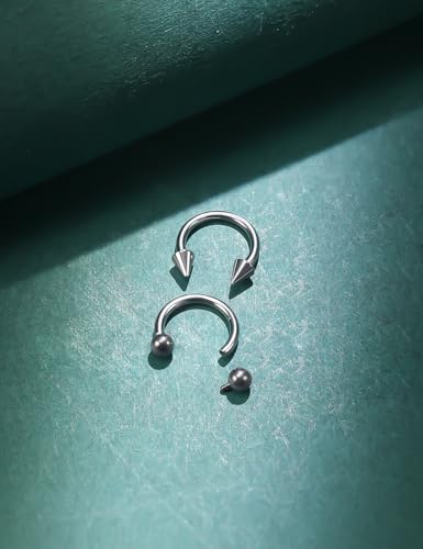 F136 Titanium 20/18/16/14/12/8/4/2g Septum Nose Rings Gauge Earrings Lip Rings Prince Albert Jewelry Internally Threaded Horseshoe Hoop Piercings - size: 16g*08mm