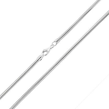 2mm solid sterling silver 925 Italian round SNAKE CHAIN necklace bracelet anklet with lobster claw clasp fits Pandora charms - 6, 8, 10, 12, 14, 16, 18, 20, 22, 24, 26, 28, 30, 32, 34, 36, 38, 40"