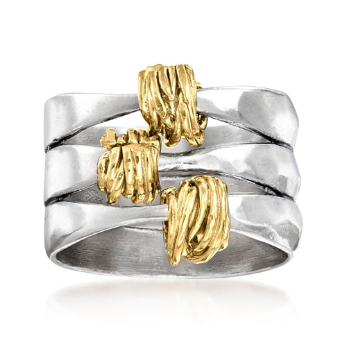 Ross-Simons Two-Tone Sterling Silver Wrapped Station Ring