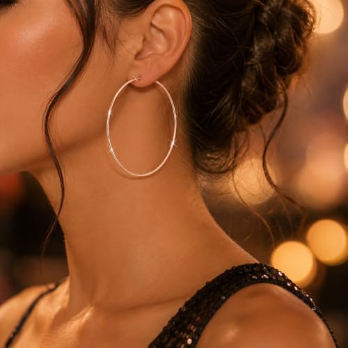 Big Chunky Gold Hoop Earrings for Women Beaded Large Statement Earrings Lightweight Fashion Jewelry Daily Wear Party Gift - color: E2:Rose Gold 5cm