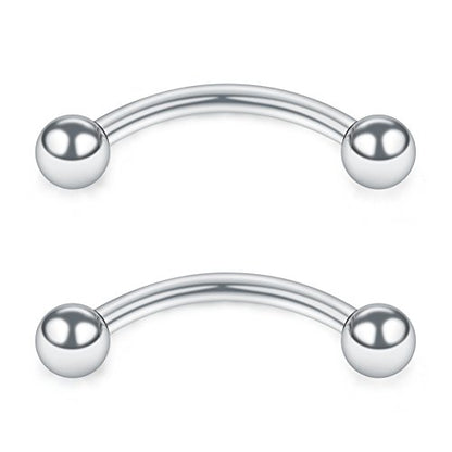 SCERRING 12PCS 16G Stainless Steel Curved Barbell Eyebrow Tragus Helix Ear Belly Lip Ring Body Piercing Jewelry - style: 12mm w Balls