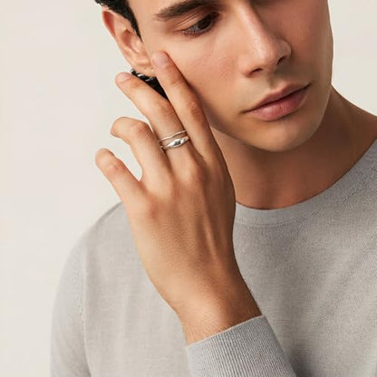 Gold Rings for Women Men Non Tarnish, Waterproof Chunky 14K Gold Plated Dainty Stackable Rings Trendy Statement Pinky Thumb Rings Engagement Eternity Wedding Band Ring Stacking Gold Jewelry Size 3 4 5 6 7 8 9 10 11 - color: Silver, size: 12.5
