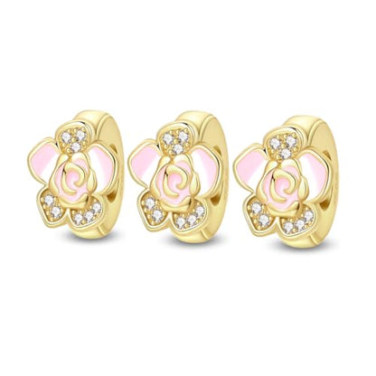 Gold Clip Stopper Charms for Pandora Bracelets Spacers Bead Charms Packs Jewelry Gift for Women - color: Gold Flower-3 Packs