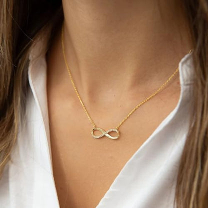 LLWOM Gold Necklace for Women-14k Gold Plated Infinity Necklace Star Of David Necklace Evil Eye Cross Pendants Heart Dainty Gold Necklace For Women - color: Gold-CZ Infinity