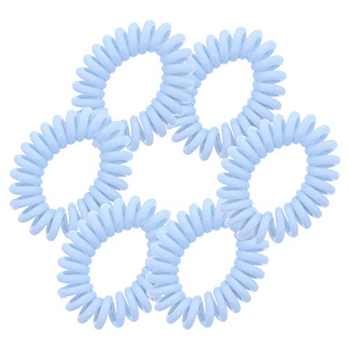 Small Coil Hair Ties For Girls - Set of 6 Baby Blue - color: Baby Blue