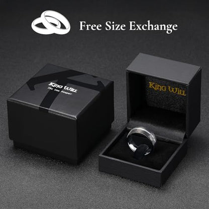 King Will Men's Tungsten Carbide Wedding Ring Hammered Groove Wedding Band Mens Two Tone Engagement Ring for Men and Women Matte Brushed Finish Comfort Fit - color: 8MM Black-Silver Groove