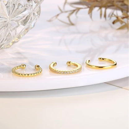 Ear Cuff Earrings for Women Trendy Non Piercing Hypoallergenic Cubic Zirconia Earrings Set Clip On Earrings Gifts - color: Gold