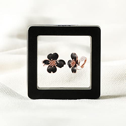 Clip on Earrings Women, 14K Gold Plated Earrings for Sensitive Ears, Fashion Women's Earrings Jewelry Birthday Gift for Wife Grandma Daughter Girls on Christmas Thanksgiving - color: Rose Gold Black Earrings