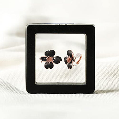 Clip on Earrings Women, 14K Gold Plated Earrings for Sensitive Ears, Fashion Women's Earrings Jewelry Birthday Gift for Wife Grandma Daughter Girls on Christmas Thanksgiving - color: Rose Gold Black Earrings