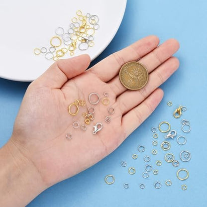 Echoed Elegance 1188PCS Jump Rings for Jewelry Making Kit, Jump Rings and Necklace Clasps with Pliers Tools for Jewelry Making Supplies and Necklace Repair (Set A) - color: Set A