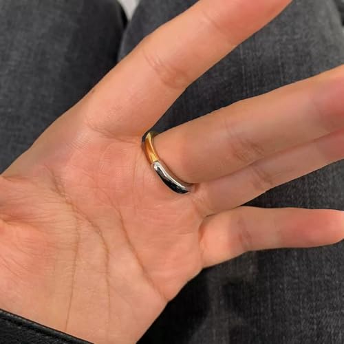 Two Tone Ring, Gold and Silver Simple Bands, 3mm Mixed Metal Ring for Women, Stainless Steel Minimalist Stackable Rings Chic Stacking Jewelry