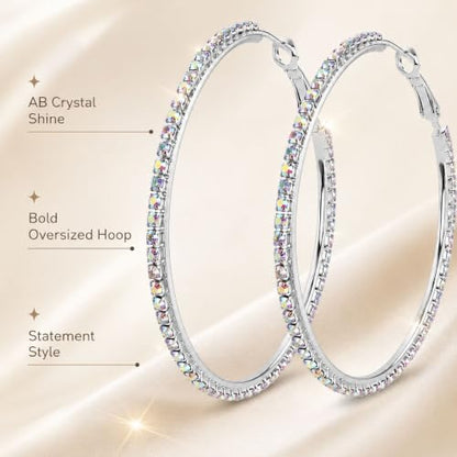 Big Chunky Gold Hoop Earrings for Women Beaded Large Statement Earrings Lightweight Fashion Jewelry Daily Wear Party Gift - color: F3:Colorful 6.5cm