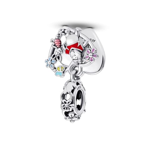 Jewelry Love Heart Charms for Women Bracelets and Necklaces | 925 Sterling Silver,Mother's Day Birthday Christmas - color: Piglet Double Dangle Charm