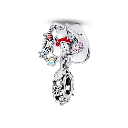 Jewelry Love Heart Charms for Women Bracelets and Necklaces | 925 Sterling Silver,Mother's Day Birthday Christmas - color: Piglet Double Dangle Charm