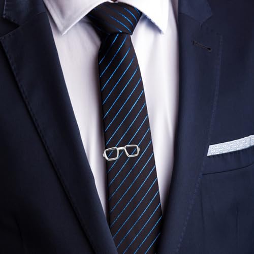HAWSON Various Tie Clips for Men Unique, Funny Novelty Mens Tie Bar, Personalized Tie Pins for Men, Theme Wedding Party Gifts - style: Reading Glasses