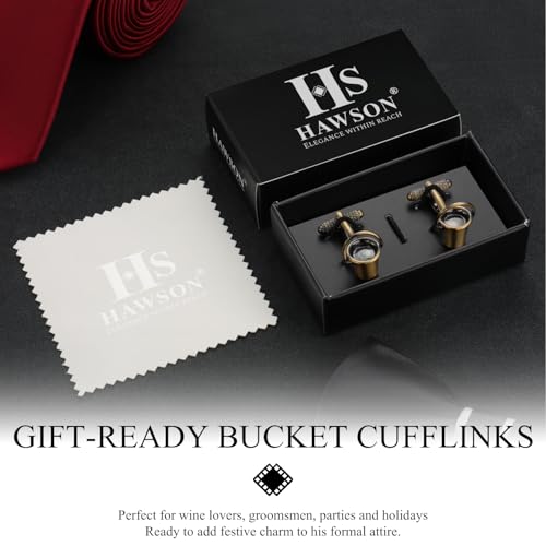 HAWSON Various Unique Cuff Links Mens, Animal/Tactical/Music/Holiday/Cufflinks, Themed Wedding Dinner Party Gift Suit Accessories - style: Bucket