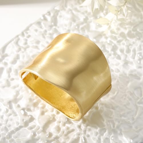 Bangle Bracelets for Women | 14K Gold Plated Trendy Wide Bracelets | Hinged Arm Cuff Bangles Chunky Bracelet for Women - color: Style A-Matte Gold Plated Bangles