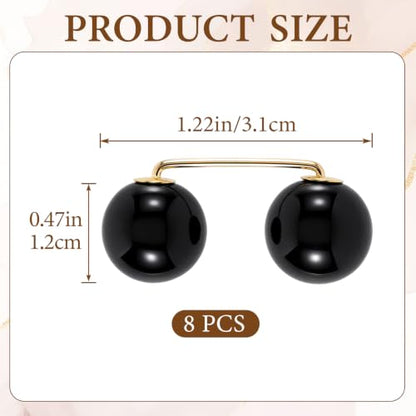 Pearl Brooches Pins, Faux Pearl Sweater Shawl Clip - color: Black, 8pcs