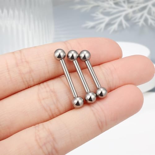 Ruifan Grade 23 Titanium Internally Threaded Nipple Piercing Jewelry Barbell Ring PA Tongue Rings Nipple Straight Body Piercing Jewelry for Women Men 16G 14G 12G 8G 6G 4G 2G - size: 12GA - 1/2" (12mm)