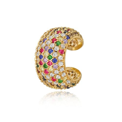 Gold Ear Cuff for Women Non Piercing | Cuff Earrings, 14K Gold Plated, Colorful Cubic Zirconia Pave, Pearl, Clover, Cartilage Earrings Trendy Jewelry, Single - color: Multi-color A