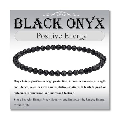 MASSIVE BEADS Natural Genuine Gemstone Beads Healing Crystal Chakra Reiki Jewelry Faceted Round Beads Bracelets 3mm - color: Black Onyx