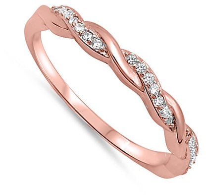 CHOOSE YOUR COLOR Sterling Silver Infinity Knot Ring - color: Rose Gold-Tone White CZ