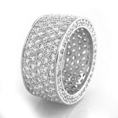 Cutesmile 10mm Wide Eternity Wedding Band 18k Gold/White Gold Plated Full Shiny Cubic Zirconia Crystal Diamond Engagement Wedding Wide Band Ring for Women(Silver 6) - color: Silver, size: 6