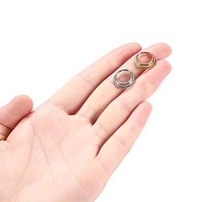 FUNLMO 18G 16G Septum Jewelry Triple Stacked Septum Nose Ring Surgical Steel Daith Conch Helix Cartilage Lobe Piercing Jewelry - color: Style 6: Silver-triple stack with 1 row cz