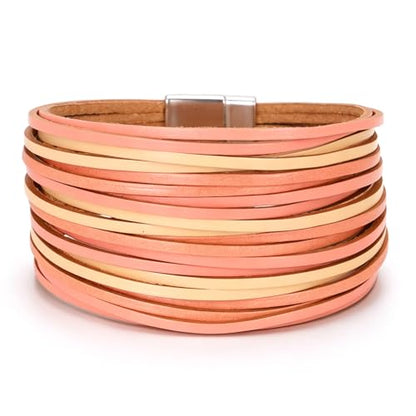hotoo Leather Wrap Bracelet for Women - color: Pinkish brown
