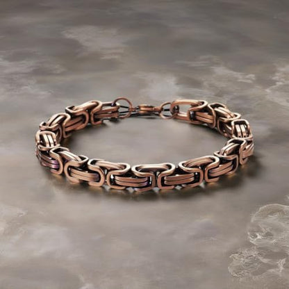 COOLSTEELANDBEYOND Mens Women New Stainless Steel Braided Link Bracelet Polished - color: L-Color: Brown Copper