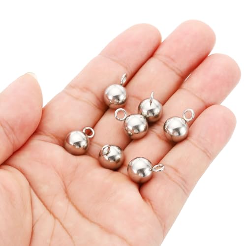 PATIKIL 50pcs Steel Bead Charm, Stainless Steel Ball Bracelet Charm Pendants Metal Round Beads Small Bulk for Jewelry Making - color: Silver Tone, size: 10mm