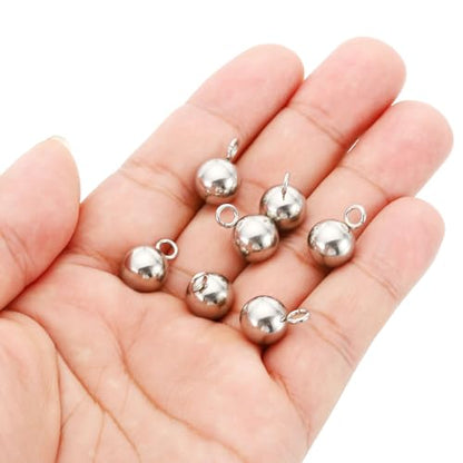 PATIKIL 50pcs Steel Bead Charm, Stainless Steel Ball Bracelet Charm Pendants Metal Round Beads Small Bulk for Jewelry Making - color: Silver Tone, size: 10mm