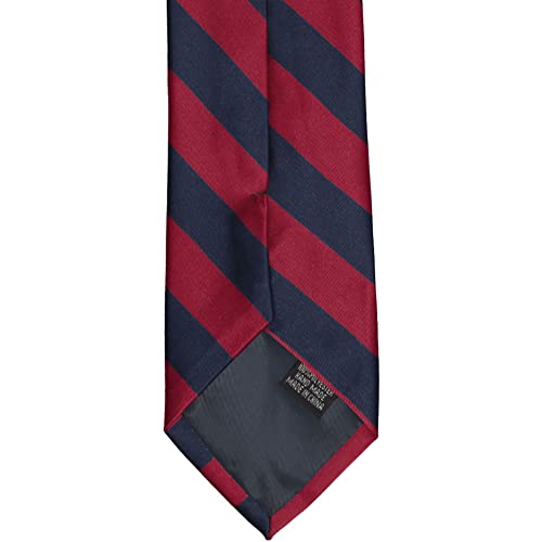tiemart Men's Striped Tie Standard Length - color: Crimson Red and Navy
