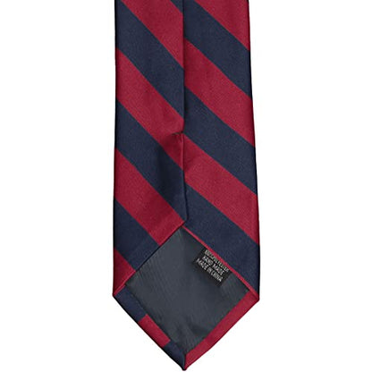 tiemart Men's Striped Tie Standard Length - color: Crimson Red and Navy