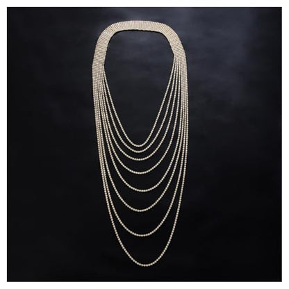 Multi Layer Rhinestone Back Drop Necklace, Silver Gold Layered Tassel Back Chain, Crystal Back Necklace Jewelry for Bridal Wedding, Evening Party, Open Back Jewelry for Women Dress - color: Gold